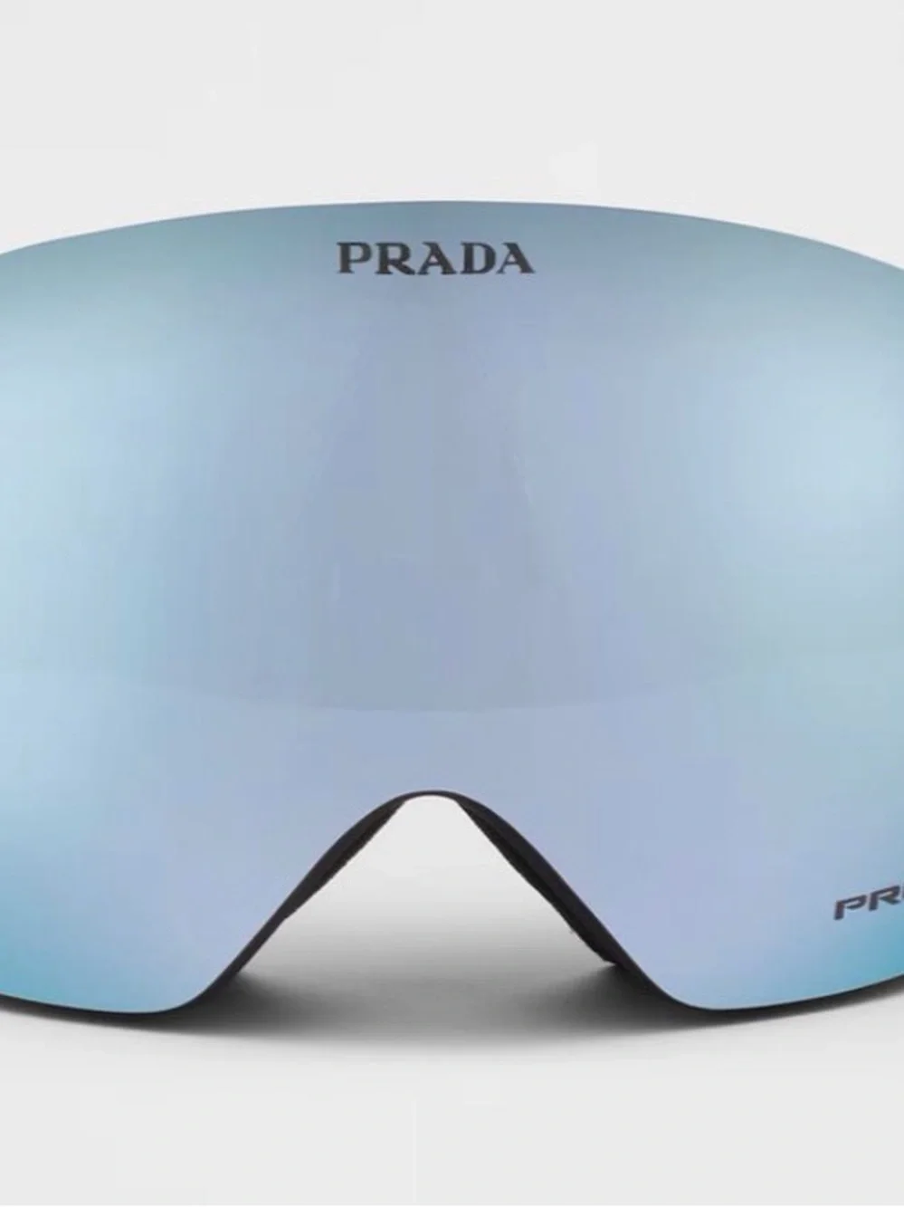 Prada Black Strap Ski Goggles with Red Logo and Mirrored Blue Lens